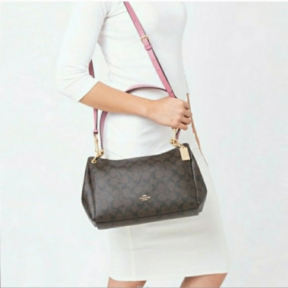 COACH BUNDLE CROSSBODY BAG Brown Black PINK SIGNATURE Satchel & Wallet SET - Picture 13 of 13